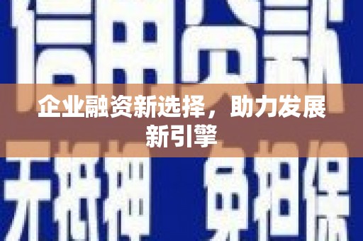 甘孜企业融资新选择，助力发展新引擎