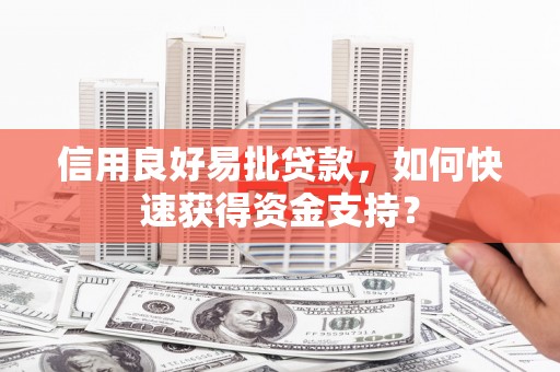 甘孜信用良好易批贷款，如何快速获得资金支持？