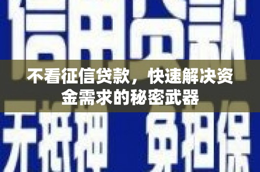 甘孜不看征信贷款，快速解决资金需求的秘密武器