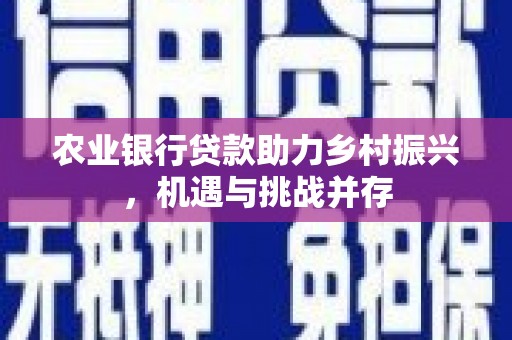 甘孜农业银行贷款助力乡村振兴，机遇与挑战并存