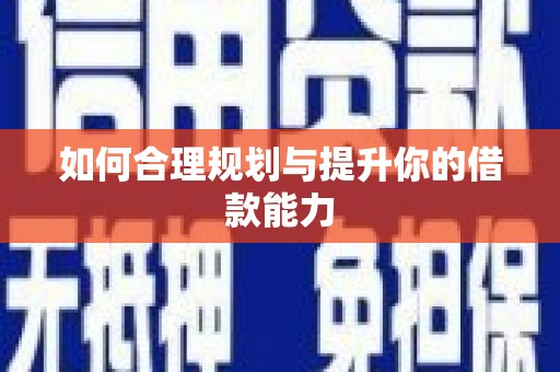 甘孜如何合理规划与提升你的借款能力